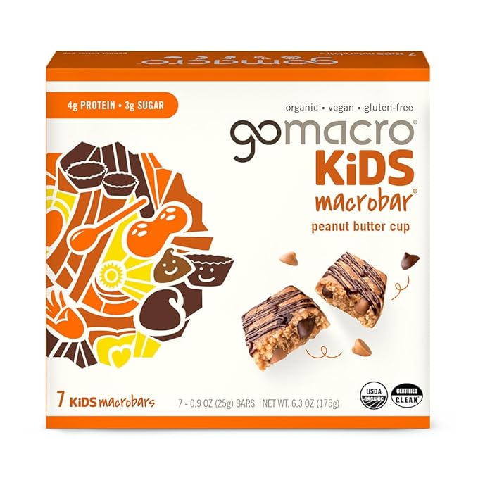 GoMacro Kids MacroBar Organic Vegan Snack Bars - Peanut Butter Cup (0.90 Ounce Bars, 7 Count)