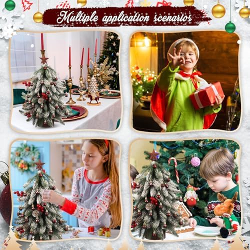 RoundFunny 25 Pcs Mini Christmas Balls Ornaments Set 0.79 Inch Christmas Day Ball Topper Star Tree Hanging Ornaments for Party Decoration(Brown)