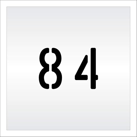 Pavement, Curb, and WheelStop Stencils - 4 inch Double Number Stencil - (84) - 4" x 5.5" x 1/8" (128 mil) - Pro-Grade