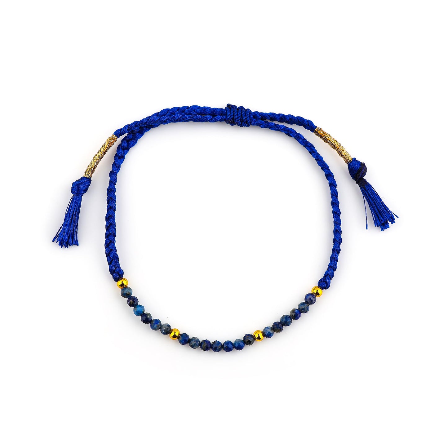 GEMSYMPHONY Lepis Lazuli Gemstone Beads Braided Bracelet – 3.5mm Natural Stone Beads, Handmade Adjustable Braided Rope Bracelet, Healing Crystal Jewelry for Men & Women, Unisex Boho Gift