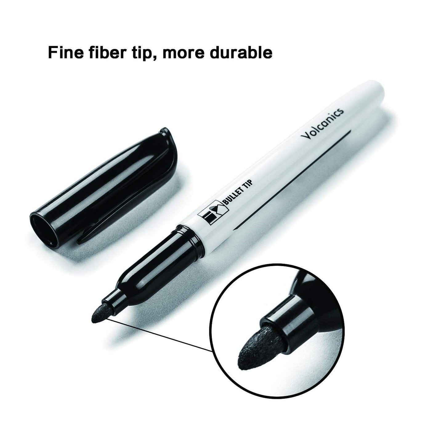 Volcanics Black Dry Erase Markers Low Odor Fine Whiteboard Markers Thin Box of 80