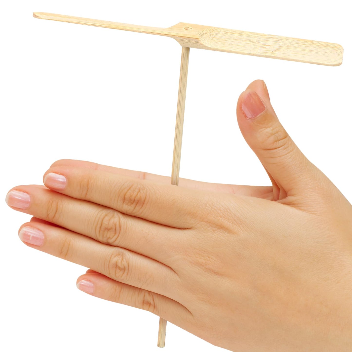 Hemoton Flying Wooden Dragonfly Toy 6.61 Inch Hand Rub Propeller Toy for Kids Outdoor Interactive Play 10 Pack