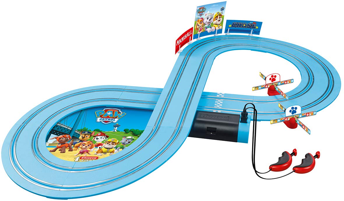 Carrera First Paw Patrol - Slot Car Race Track - Includes 2 Cars: Chase and Marshall - Battery-Powered Beginner Racing Set for Kids Ages 3 Years and Up, Multi