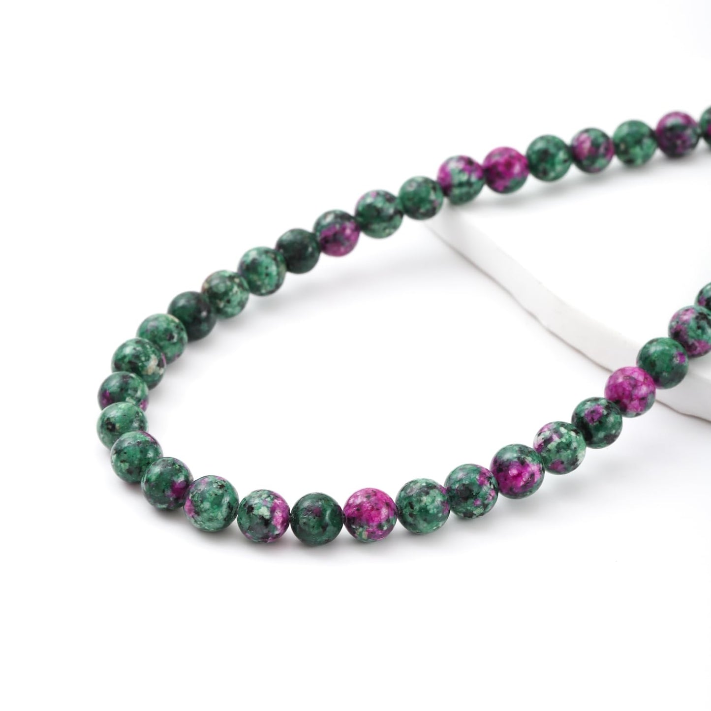 6mm 60pcs DIY Natural Ruby Zoisite Stone Beads Round Healing Crystal Gemstone Loose Beads for Jewelry Making Handmade Bracelet Necklace