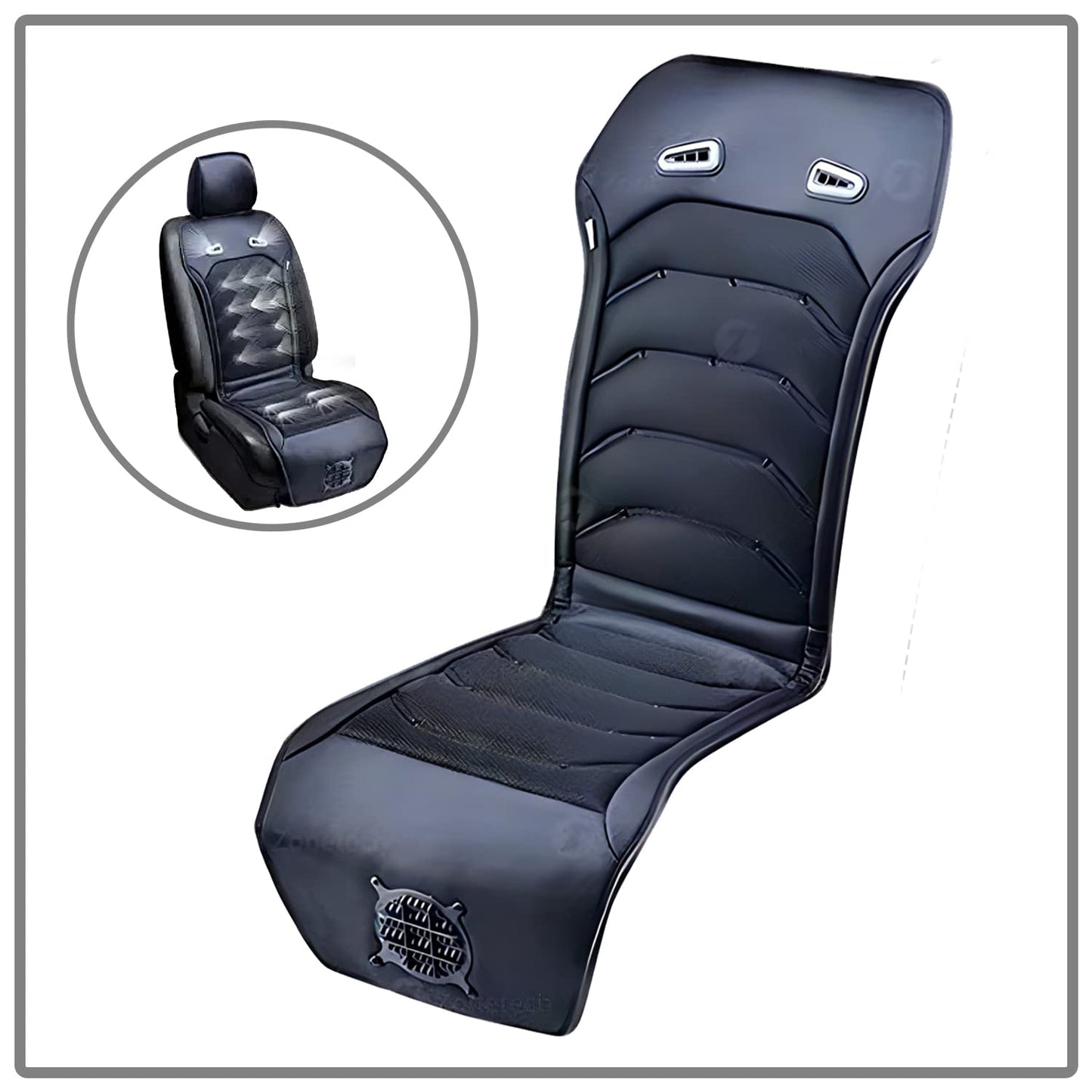 ZONETECH Cooling Car Seat Cushion - Black 12V Automotive Comfortable Massager Cooler Pad-Air Conditioned Air Circulation for Hot Weather