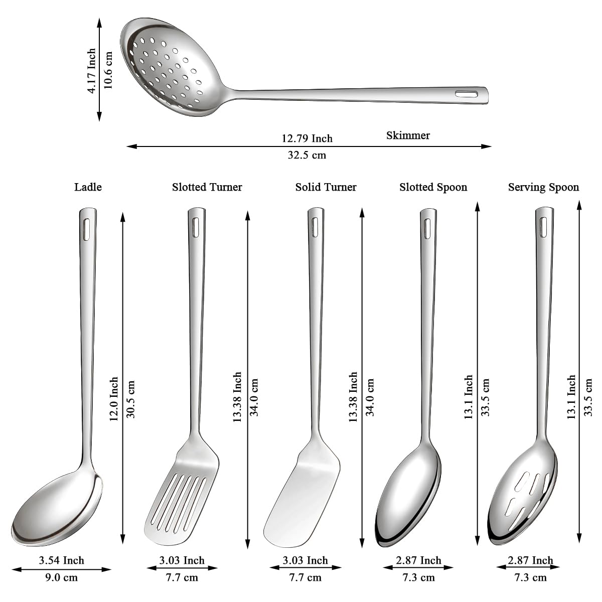 Evanda Kitchen Utensils Set 6pcs, Stainless Steel Cooking Utensils Set, Heavy Duty Kitchen Tools Spatulas Set, Home Essentials Kitchen Gadgets Accessories