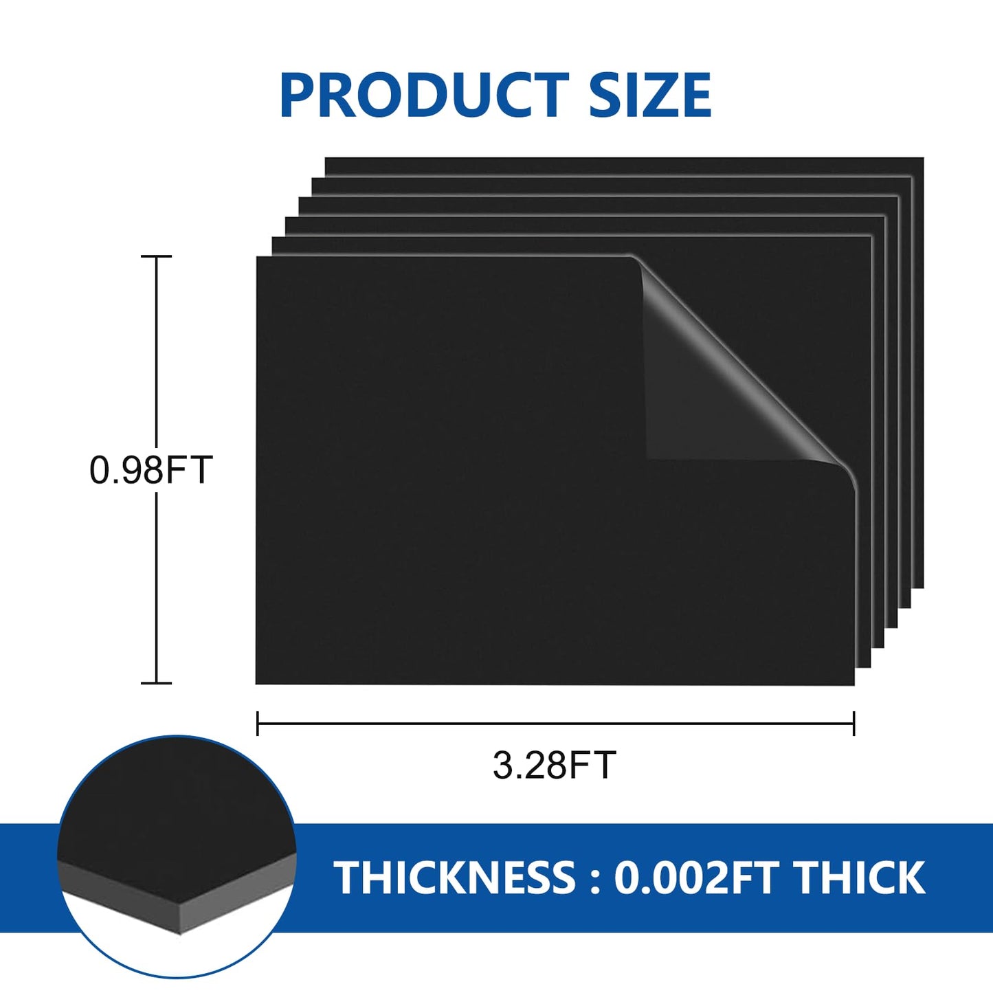 MVRPOWER 1Pcs/2Pcs Magnetic Sheets 0.98x3.28FT, 0.002FT Thick Non Adhesive Magnet Sheet for Crafts, Black