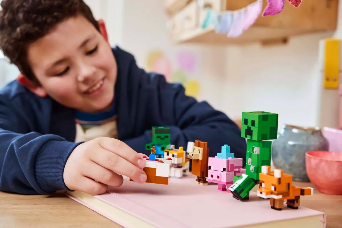 LEGO Minecraft 21281 Baby Pig’s Birthday Celebration – 351-Piece Build & Play Set with Creeper, Baby Pig, Fox, Llama, Cat, Zombie Mobs + Buildable Cake (Ages 8+)