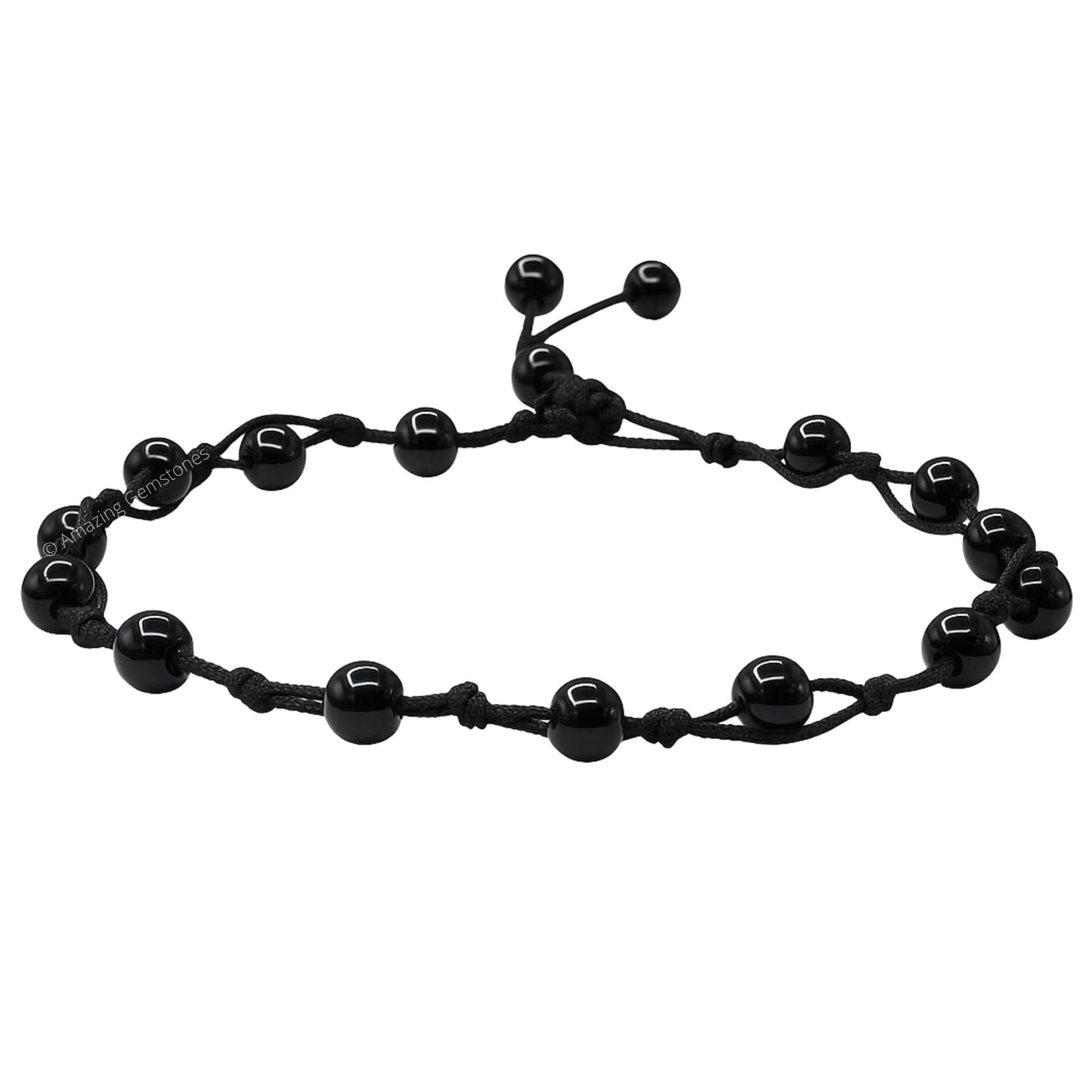 Amazing Gemstone Black Obsidian Anklet Ankle Bracelets for Women - Waterproof Beaded Healing Crystal Anklets, Plus Size Chakra Gemstone Bead Anklet (Stretchy Adjustable - Hand Knotted)