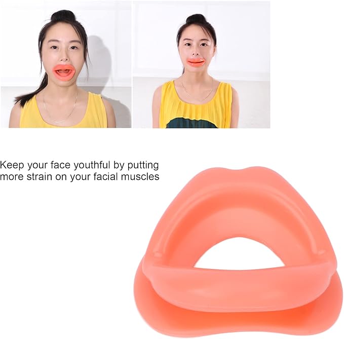 Dioche Oral Mouth Muscle Massage Tool Silicone Face Slimming Tightening Smile Trainer Lip Exerciser for Muscles Stretching Lifting Exercise Lips Traine, Red