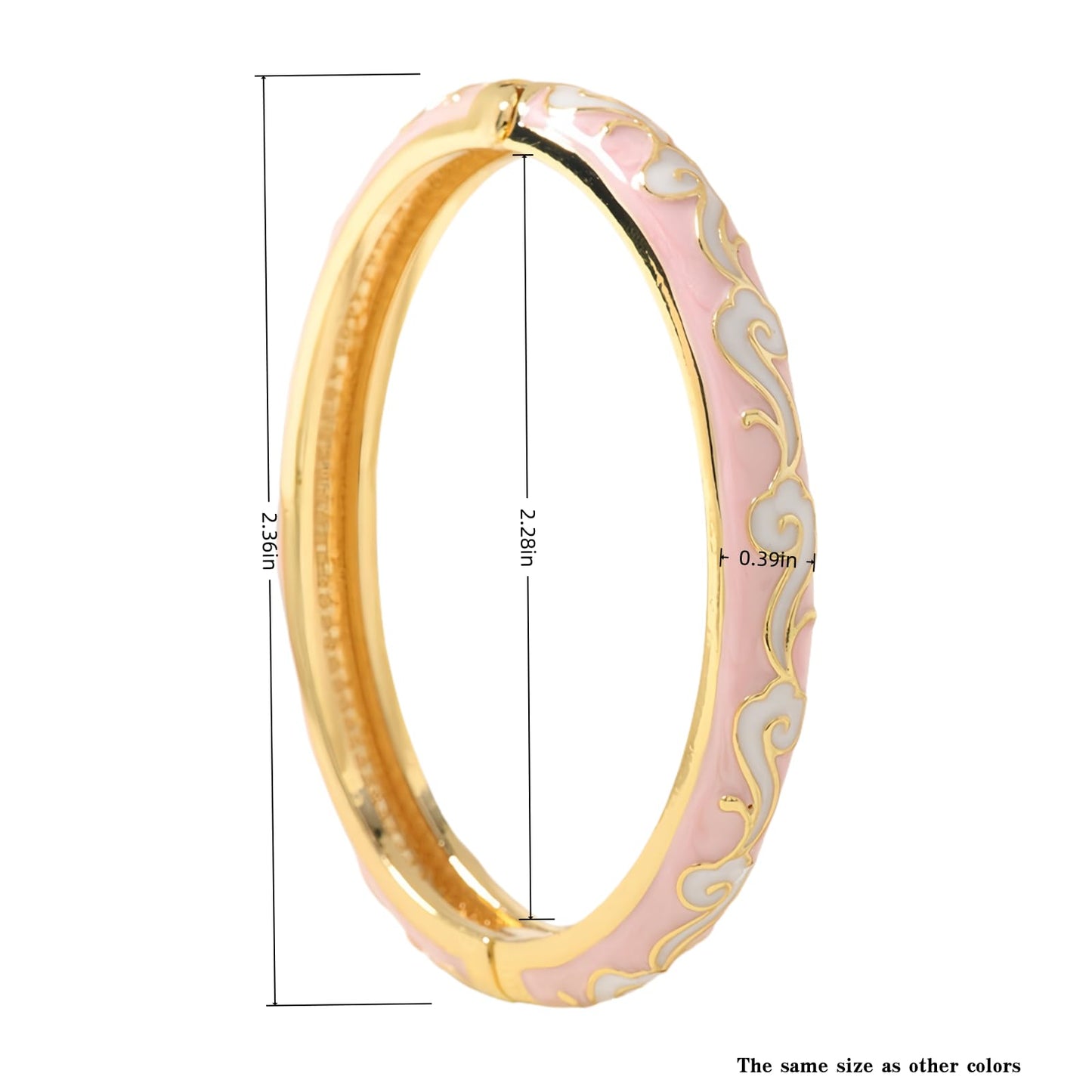 Cloisonne Bracelet For Women, Chunky Bangle Trendy Cute Flower Enamel Bangles Multi Tone Engraved Cuff Gold Plated Bracelets Stackable Wife Jewelry Friendship Gift (Cloud Rose Red, One Size)