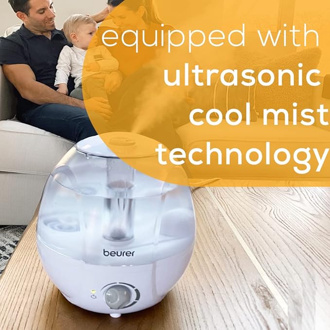 Beurer LB27 Ultrasonic Air 0.8 Gallon Tank, Auto Shut-Off, Baby Kids Vaporizer Cool Mist Filter Free Silent, Humidifier