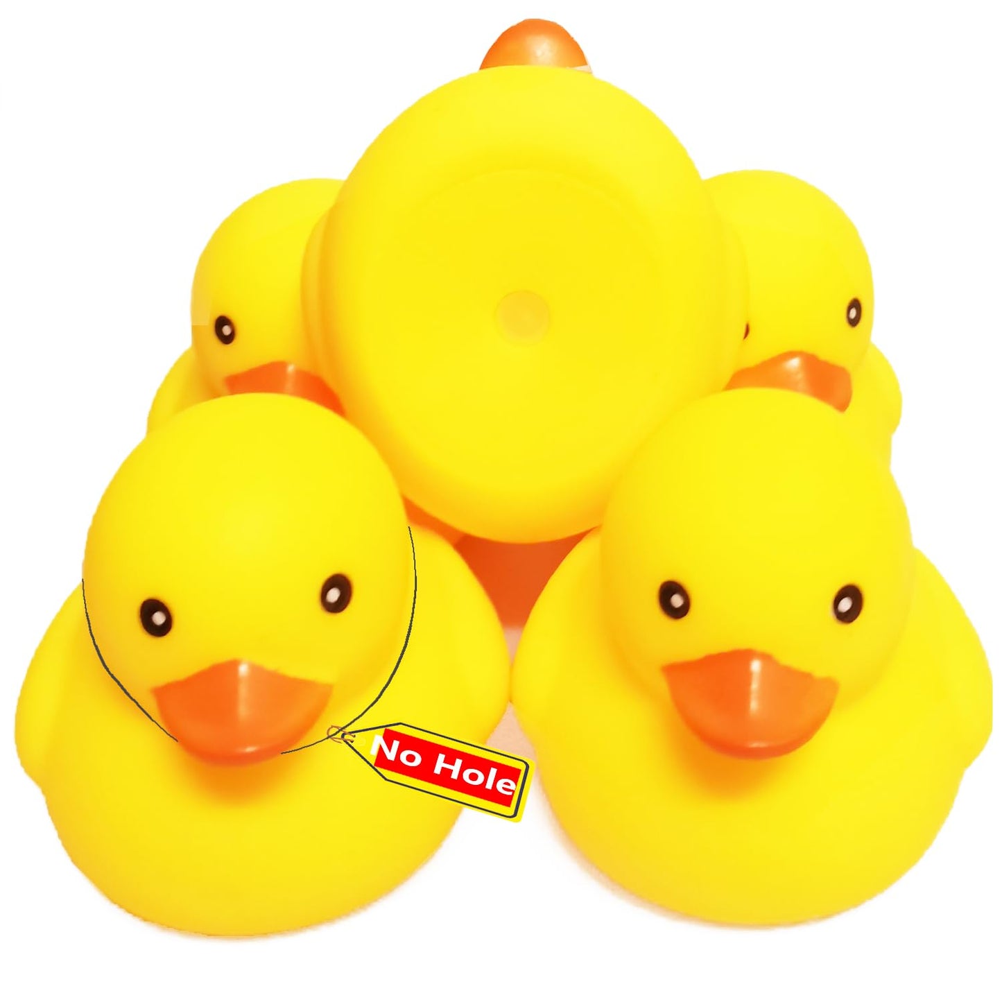 3 inch Kalafona Rubber Yellow Ducks/ Ducky No Hole Waterproof No Squeak Bath/Pool/Water Float Toy Stuffed with Sealed Plug Without Hole for Kids in Bulk