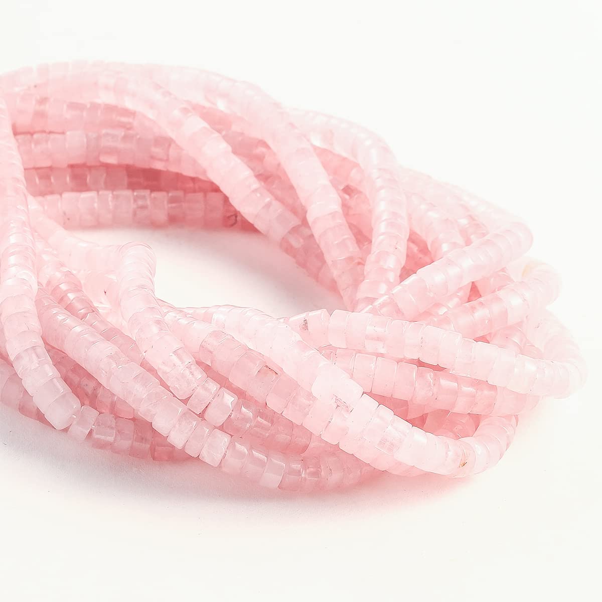 Natural Rose Quartz Stone Spacer Beads 6x3mm 38cm/str Flat Round Loose Semi Gemstone Caps for Making Bracelets Necklace