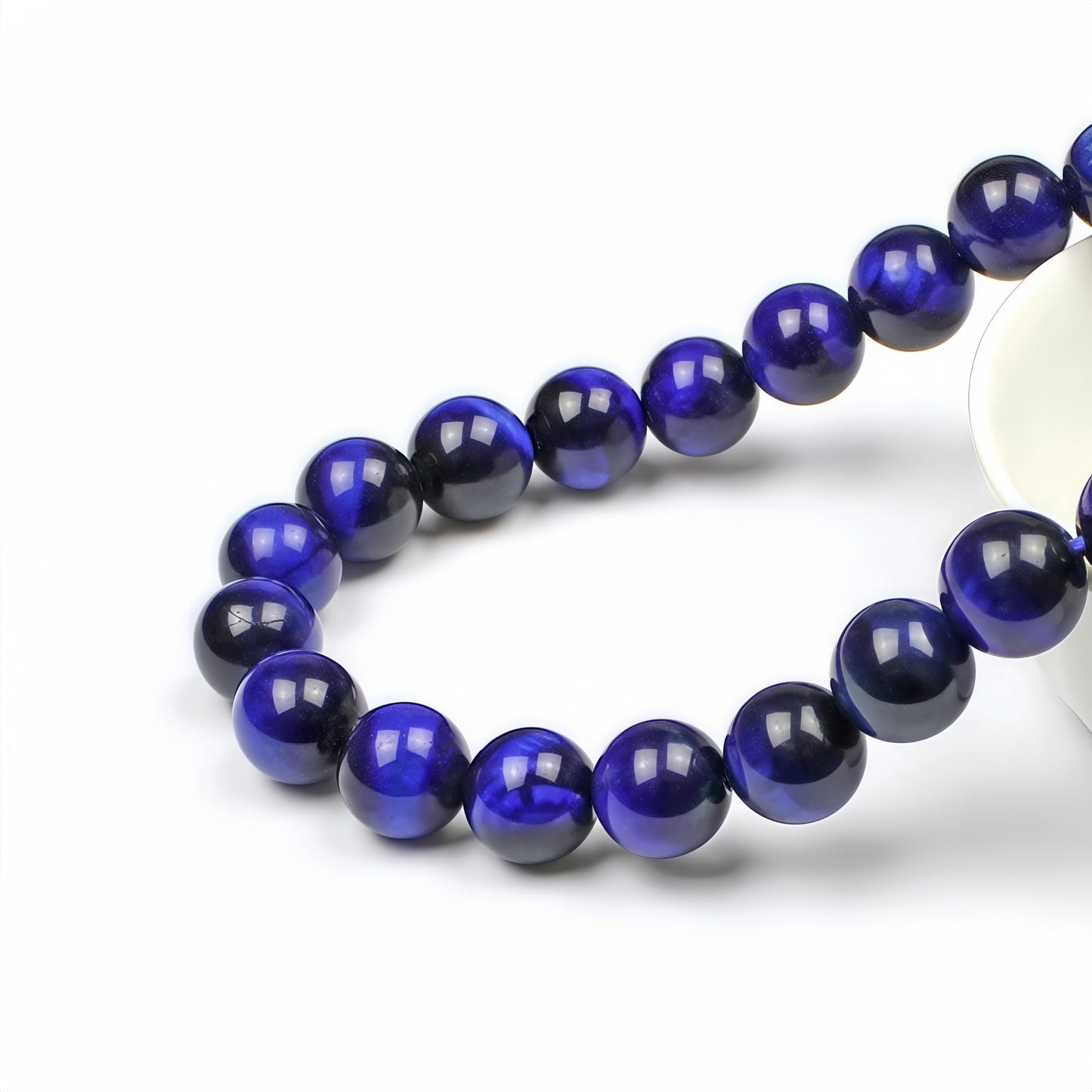 MJDCB Stone Beads 8mm 43pcs Round Sapphire Blue Tiger's Eye Loose Gemstone Bead Charms for Jewelry Making Bracelet Necklace Earring Pendant