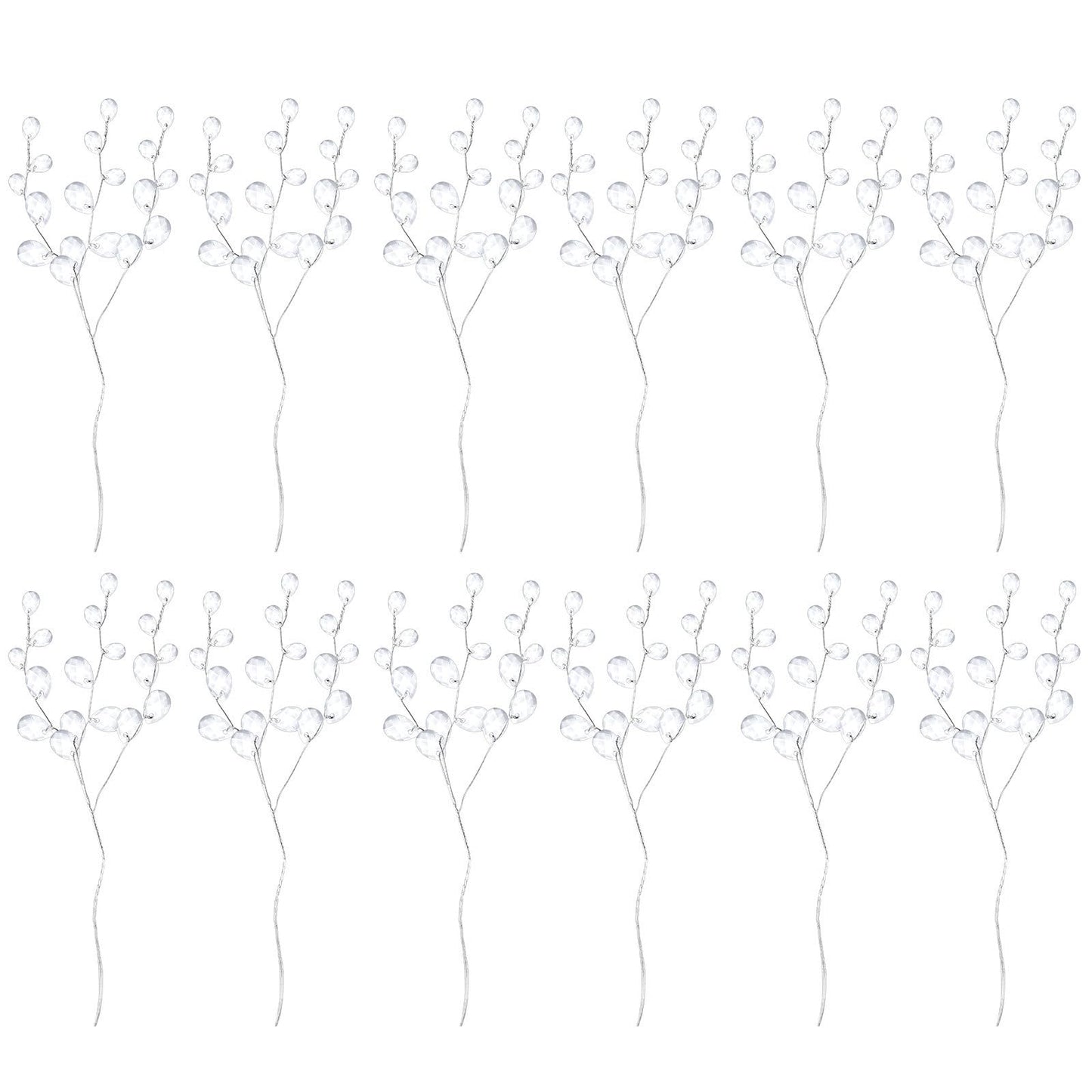 IMIKEYA 50PCS Acrylic Bead Drop Stems Crystal Floral Picks - Clear Crystal Flower Branches Bead Drop Bouquets Flower Twig Picks for Wedding Party Home Decoration Crafts