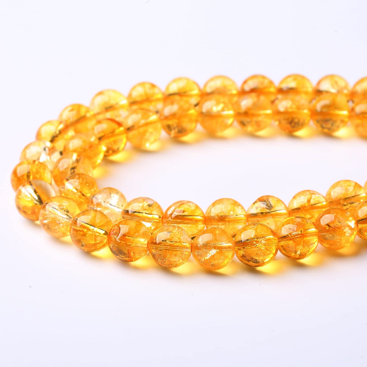 45PCS 8MM Beads Natural Citrine Stone Round Loose Beads Gemstones for Jewelry Making DIY 15Inches Gemstones for Jewelry Making DIY 15Inches