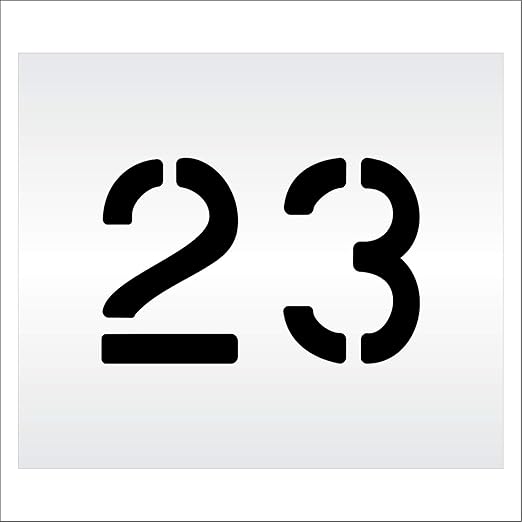 Pavement, Curb, and WheelStop Stencils - 6 inch Double Number Stencil - (23) - 6" x 9" x 1/16" (63 mil) - Light-Duty