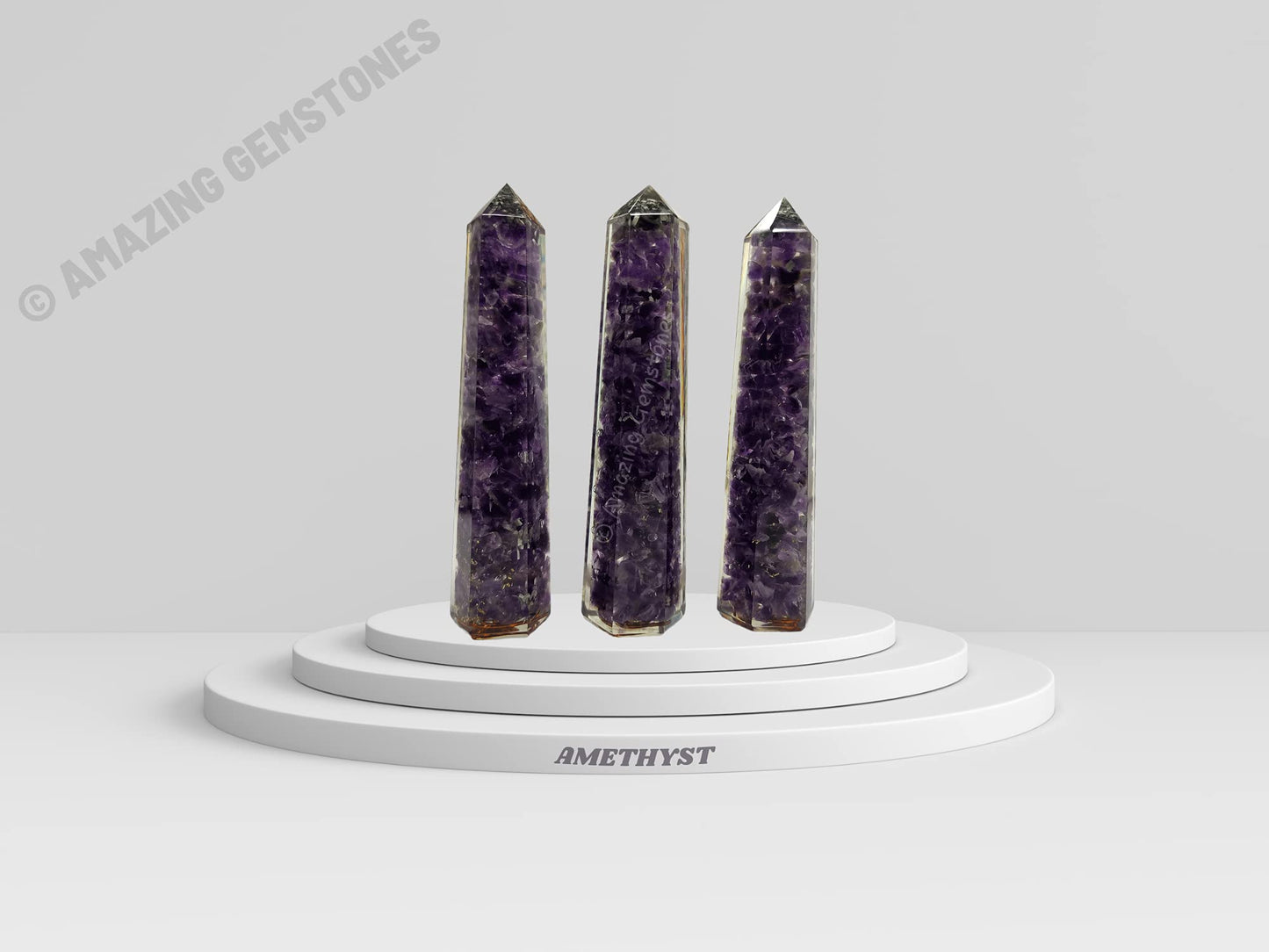 Amazing Gemstone Amethyst Crystal Orgone Towers ~ Natural Healing Crystal Point Obelisk for Reiki Healing and Crystal Grid (4.5 to 5 Inch, Pack of 1)