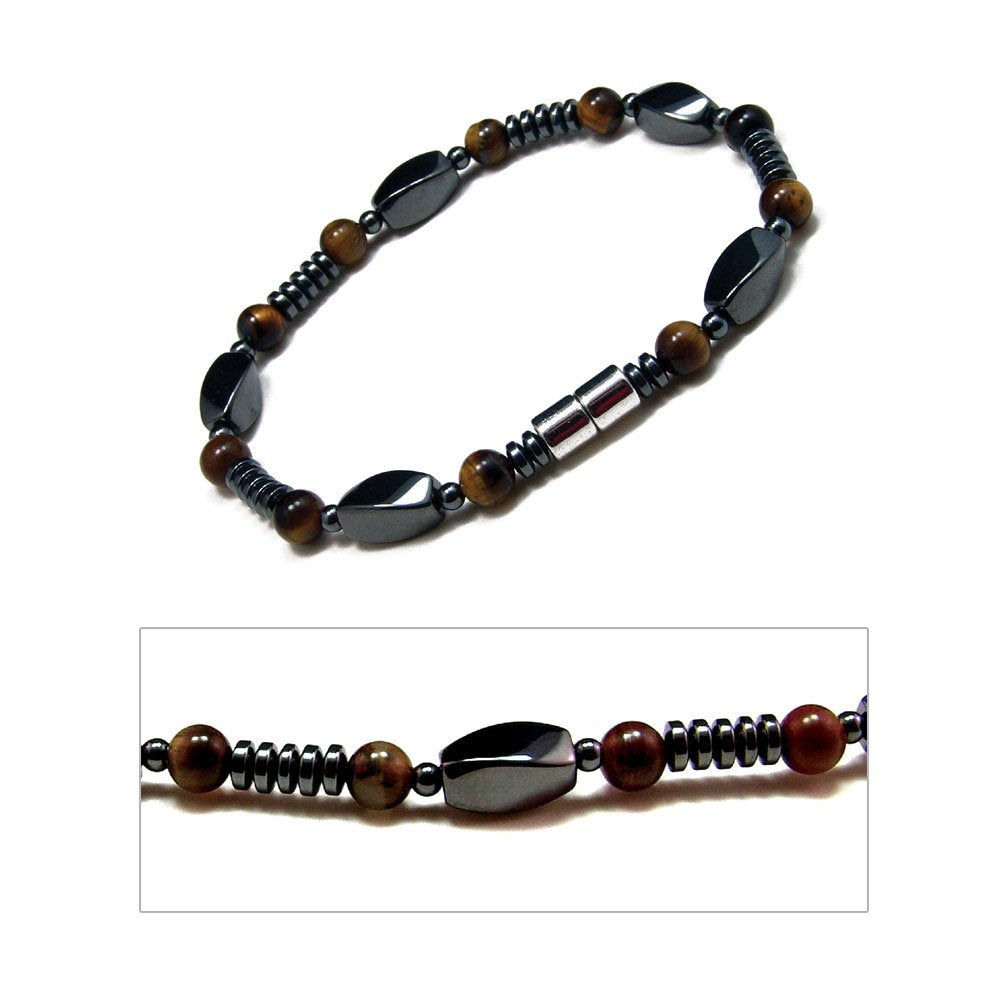 Accents Kingdom Elegant Tiger's Eye Bead Magnetic Hematite Bracelet, 8.5"