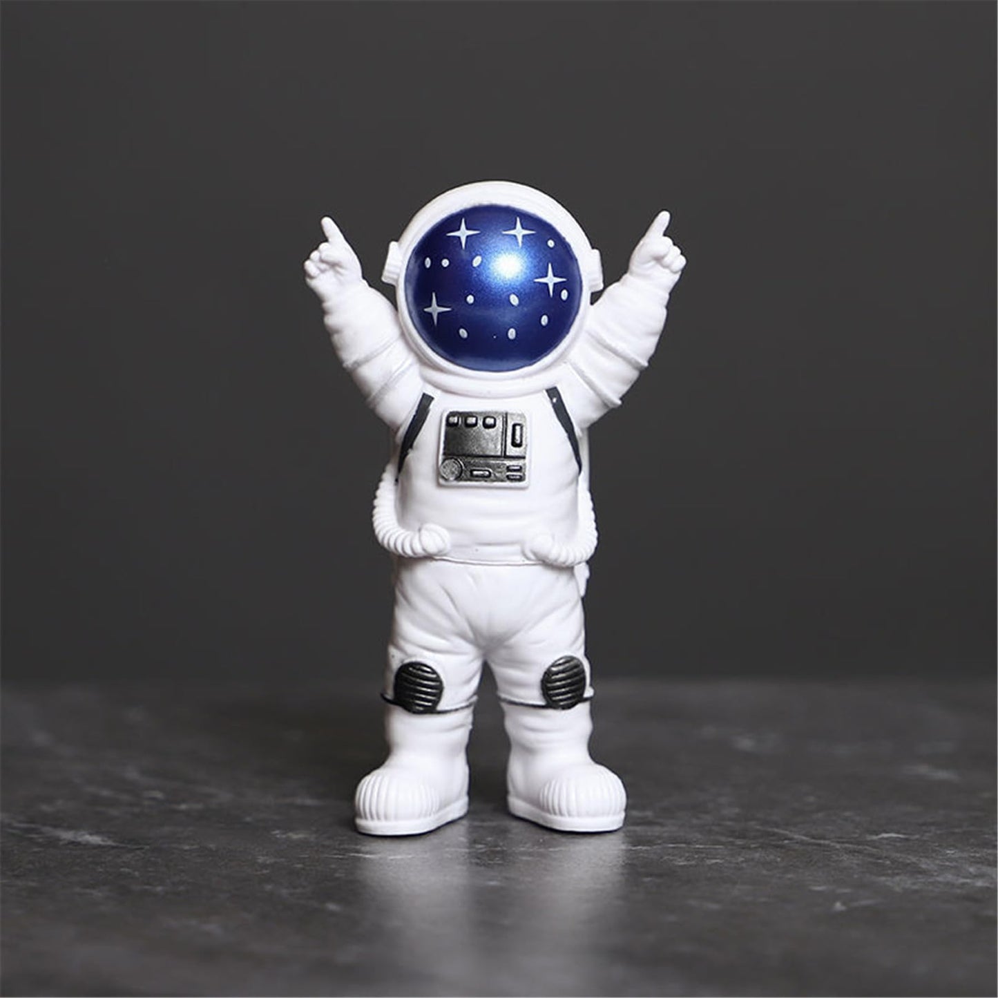 Ni-JASW Blue White Astronaut Statues Set of 4, Spaceman Sculpture Figurines Outer Space Theme Decor for Nursery Room Cake Topper