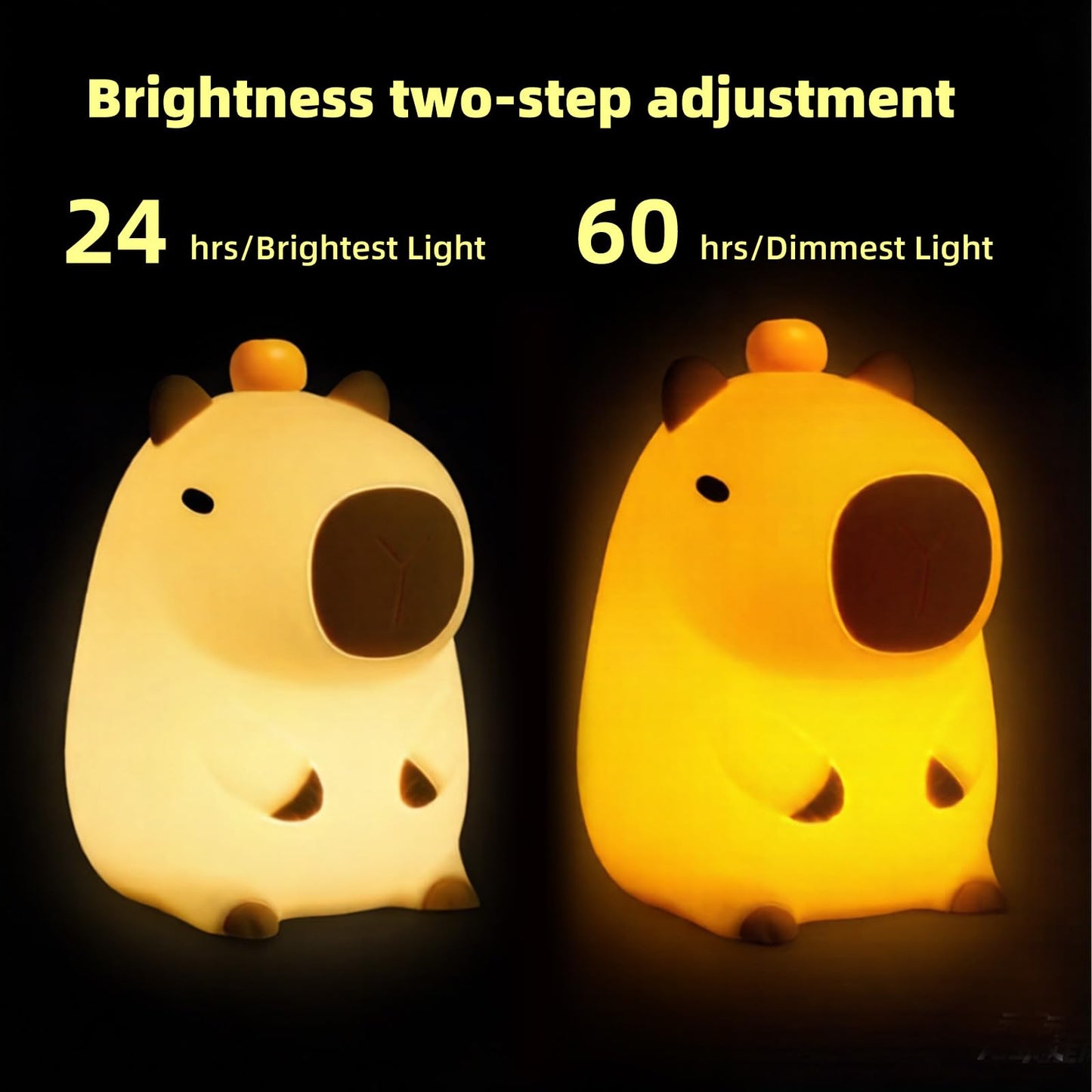 Night Light,Cute Tangerine LED Squishy Novelty Animal Night Lamp,Dimmable Soft Silicone Nursery Nightlight for Kids, Rechargeable Bedroom Touch Lamp, Dorm Decor, Gift(Capybara)