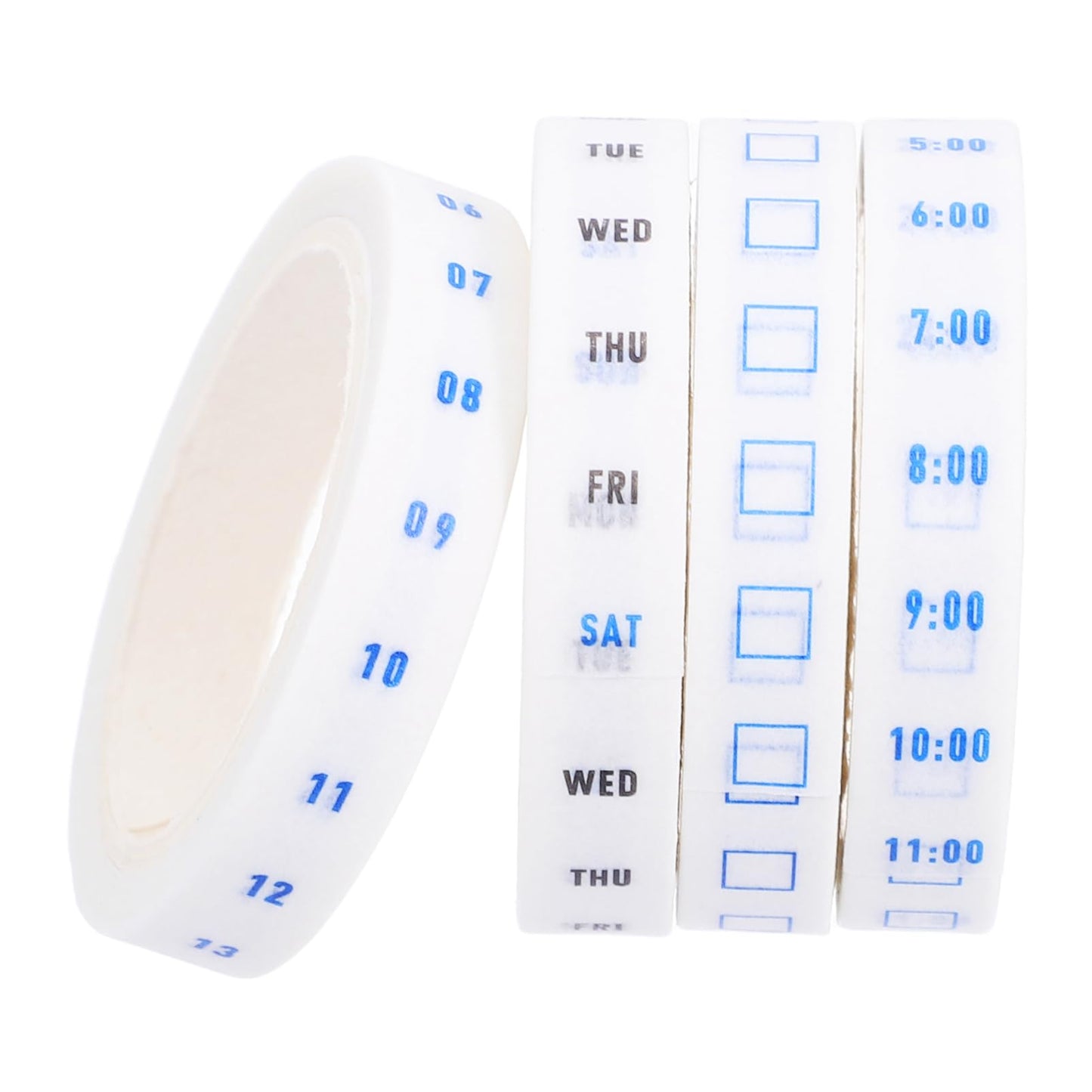 DIYEAH 4 Rolls Time Washi Tape Set for Planner and Scrapbooking Hourly Date Decorative Tape for Journaling and Weekly Time Management Adhesive Craft for Daily Scheduling