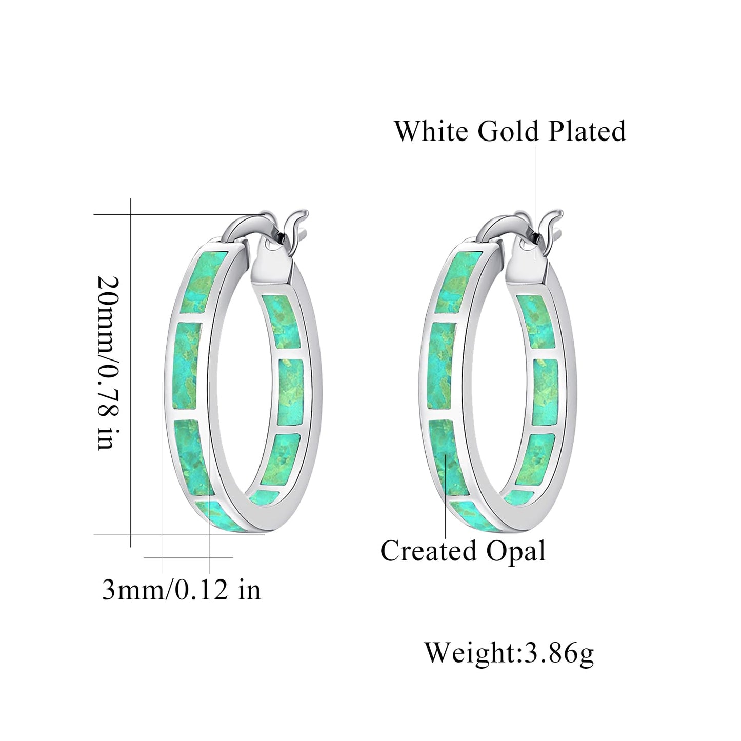 CiNily St Patrick's Day Green Opal Huggie Hoops Sterling Silver Plated Hypoallergenic Earrings for Women with Sensitive Ears Fashion Hoop Earrings