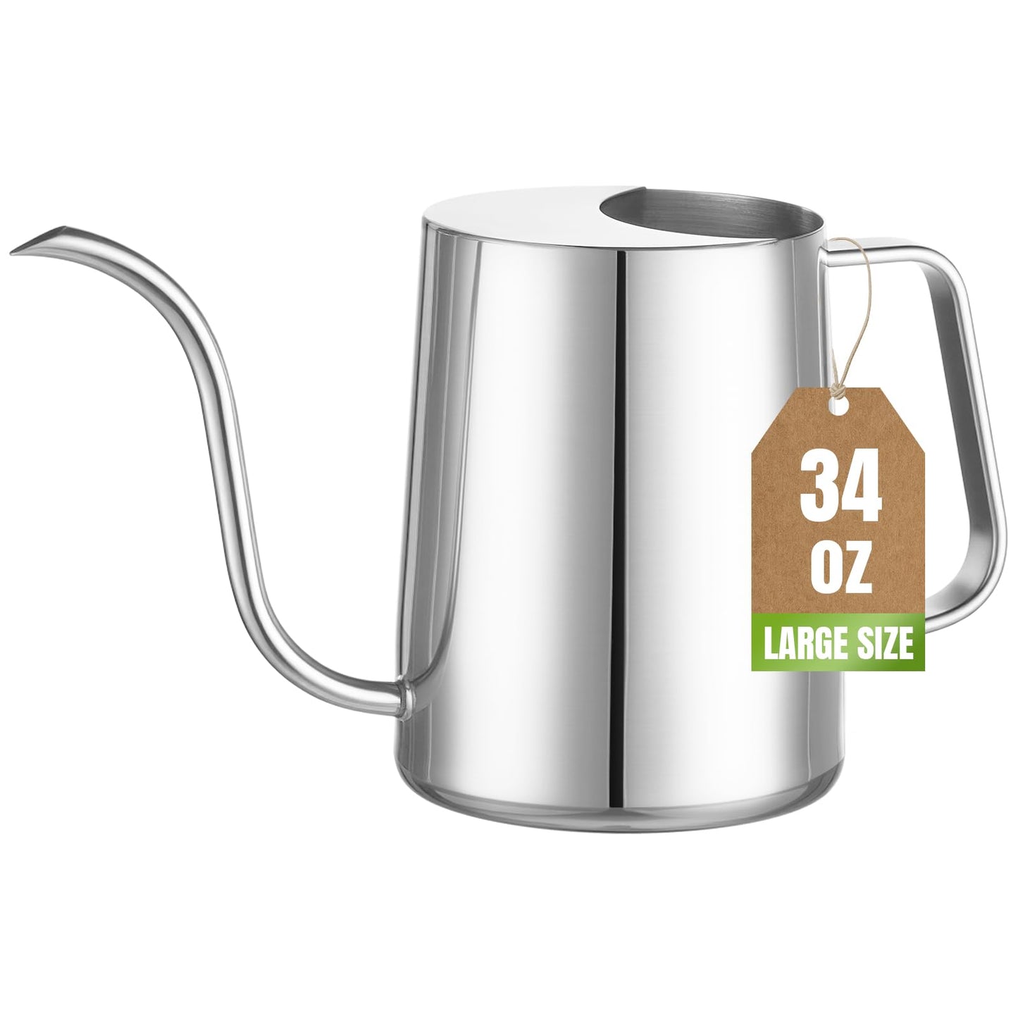 Ratrabas 34oz/1000ml Watering Can Indoor Plants with Long Spout, Plant Watering Can for Ergonomic Handle, Rust-Resistant & Durable 304 Stainless Steel, Office & Home