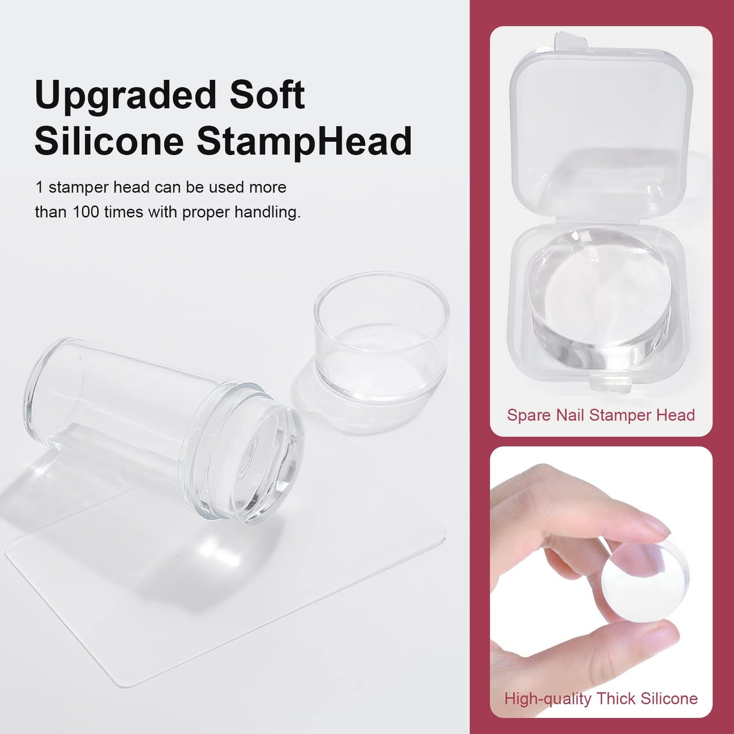 SAGEBIO Nail Art Stamper Clear Silicone Nails Stamping Jelly with Scraper Transparent Visible Body DIY Manicure Nail Art Tool C