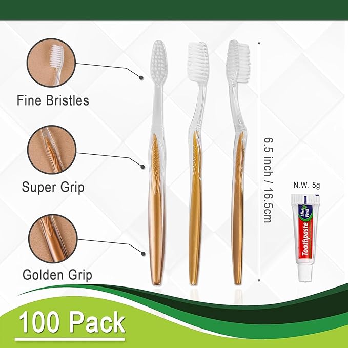 50 Pack Disposable Toothbrushes with Toothpaste Individually Wrapped, Travel Toothbrush Kit, Hotel Toothbrushes Bulk for Hotel,Airbnb,Homeless