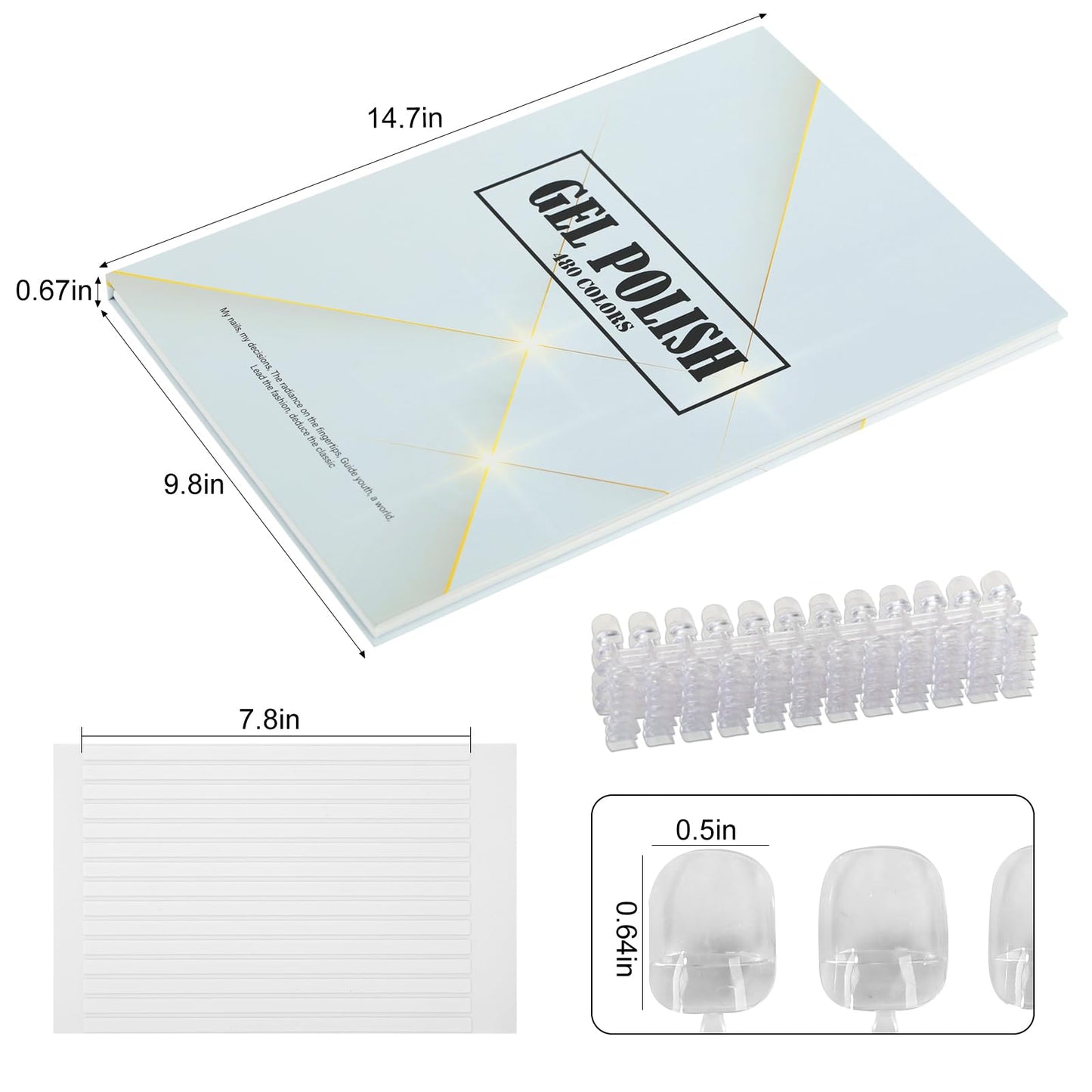 C12rtive 480 Nail Colors Book,Professional Nail Polish Chart Book with 600 Practice Tips & 1-500 Number Labels, Pre-Numbered Slots,Perfect for Salons and Home Use(Starry Sky)