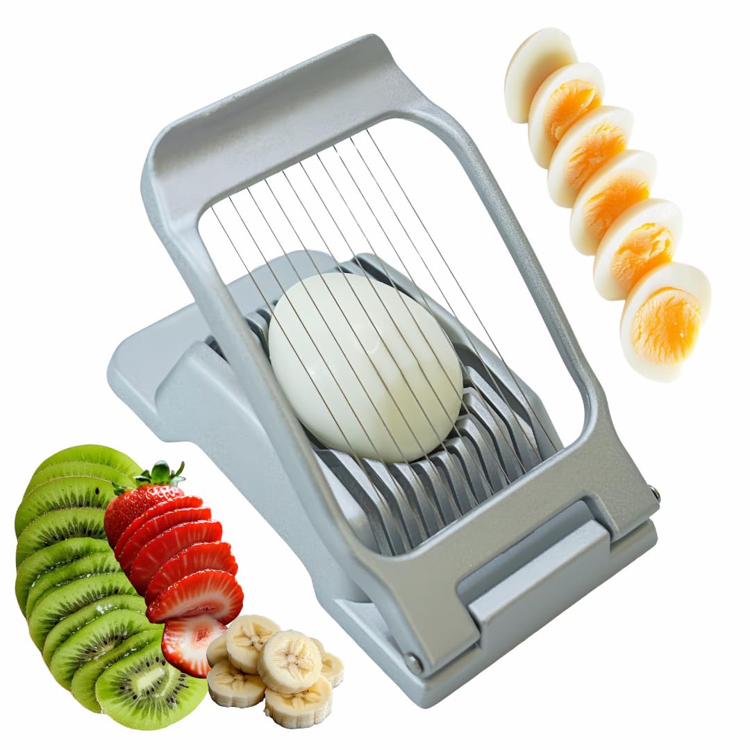 Annie & Mia Design Egg Slicer, Stainless Steel Wires Dishwasher Safe Aluminum Alloy Heavy Duty Multipurpose Cutter For Hard Boiled Eggs or Strawberry, Butter, Kiwi