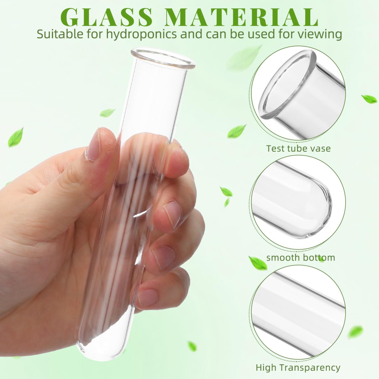 Veemoon 4pcs Plant Propagation Glass Tubes Clear Plants Test Tubes Tiny Hydroponic Planter Vase Decorative Table Terrarium Propagation Station Accessory for Home Office Garden Hydroponic Cuttings