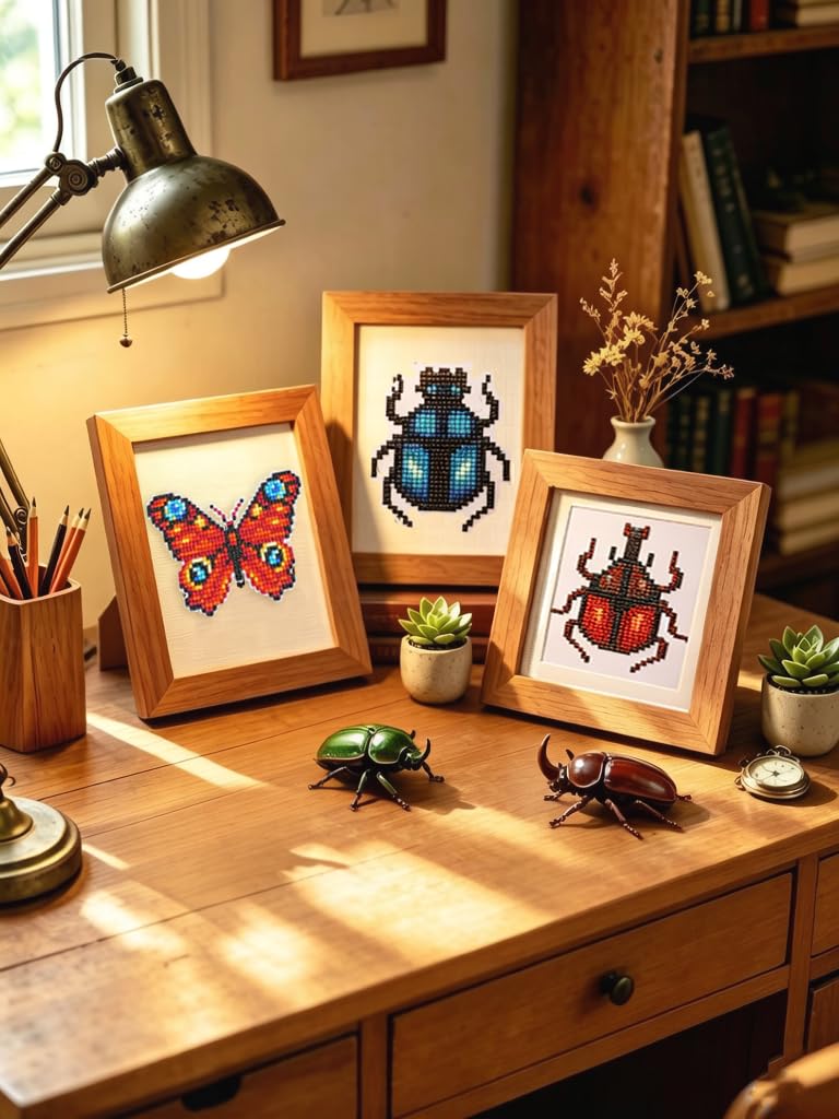 Apomelo 6pcs Diamond Art Painting Kits Butterfly Mini Diamond Art Kits for Adults Beginners, 5D DIY Round Drill Diamond Art Set for Home Wall Desktop Decor,6X8 inches