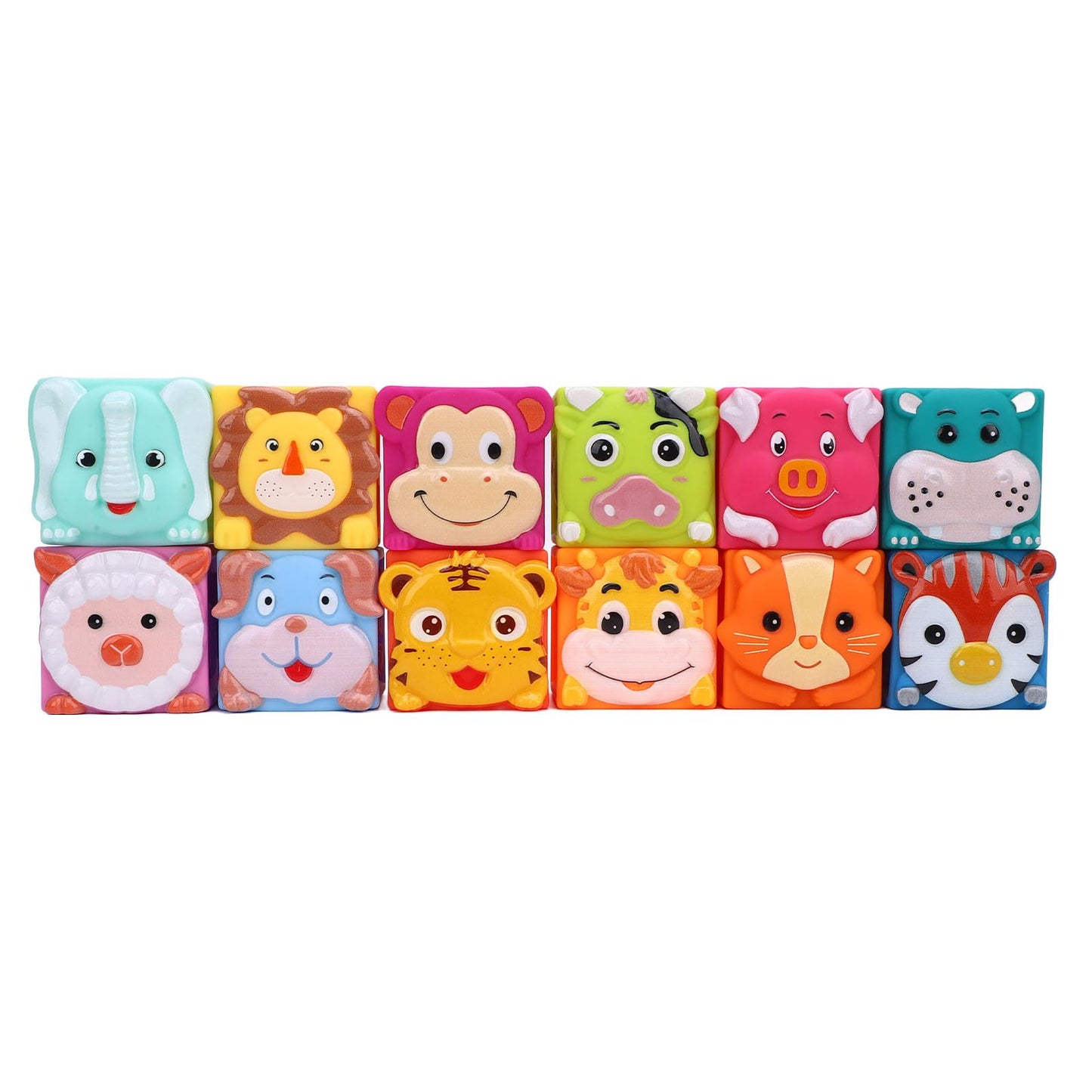 Zunate 12 Pcs Baby Blocks Stacking Building Toys, Educational Animal Stacking Blocks for Infants and Toddlers, Soft Plastic Developmental Playset
