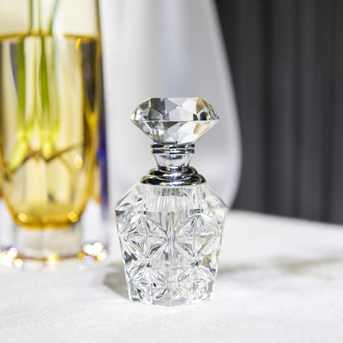H&D HYALINE & DORA Clear Art Carved Crystal Empty Mini Refillable Perfume Bottle