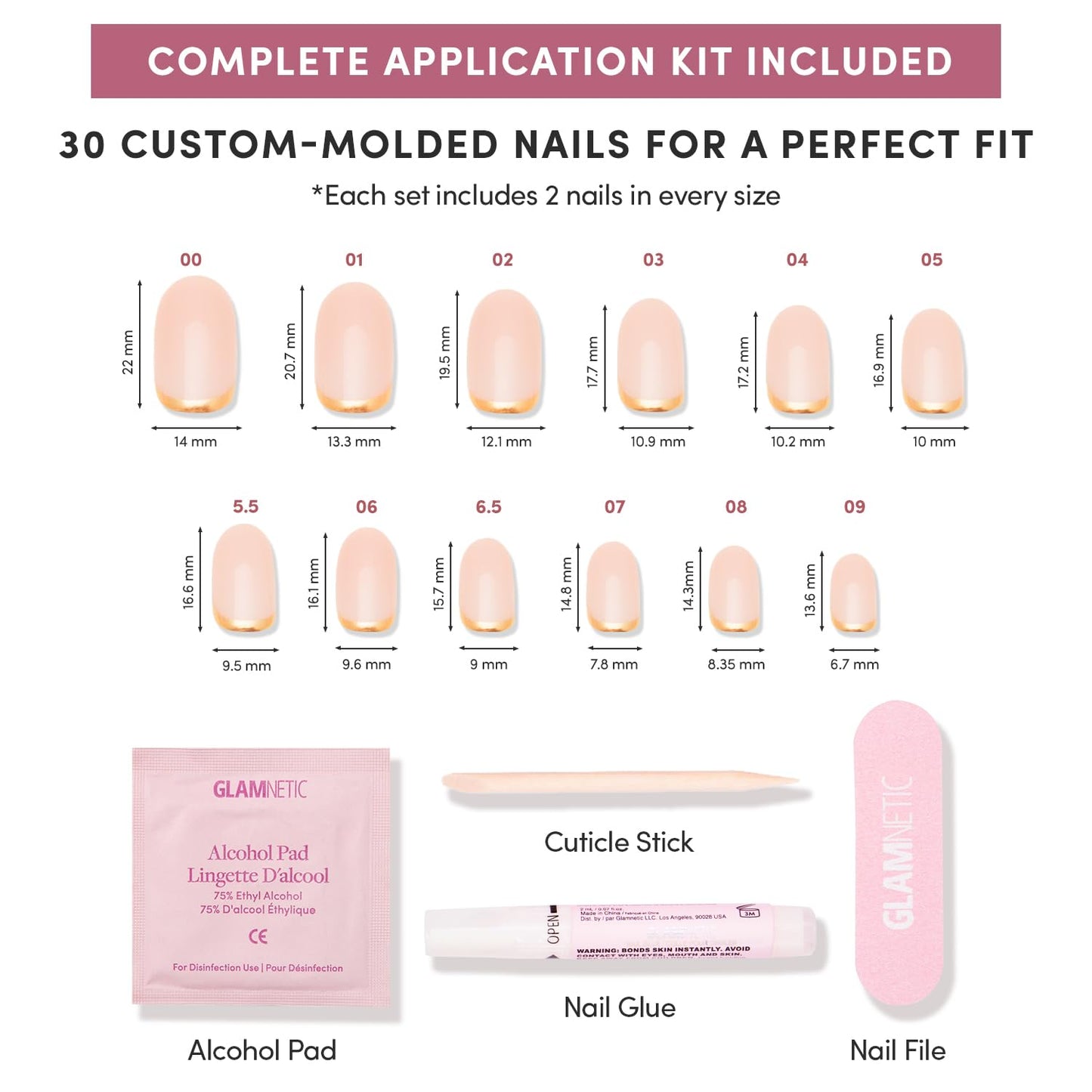 Glamnetic Press-On Nails Bundle - Red Bottom, Fall Mauve & Goal Digger | Red Accent Dual Side Medium Almond Fake Nails | Natural Short Round False Nails with Gold Foil | Muted Blush Mauve Short Oval F