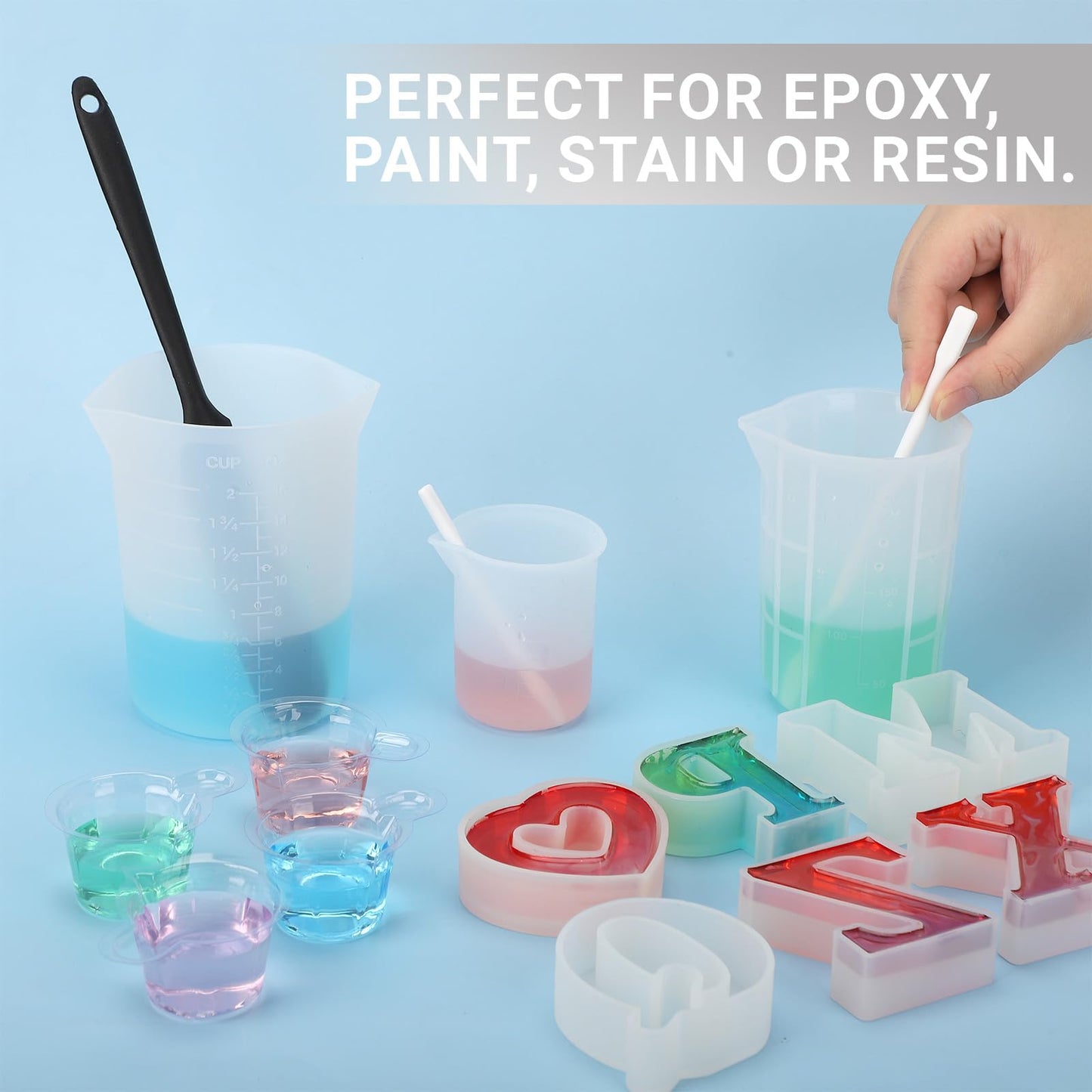 Gartful 9PCS Large Silicone Stir Sticks, Reusable Epoxy Resin Mixing Sticks, Non-Stick Craft Stirring Rods for Paint Mixing, Glitter Tumblers, Liquid Art Supplies, DIY Crafts Tools, White
