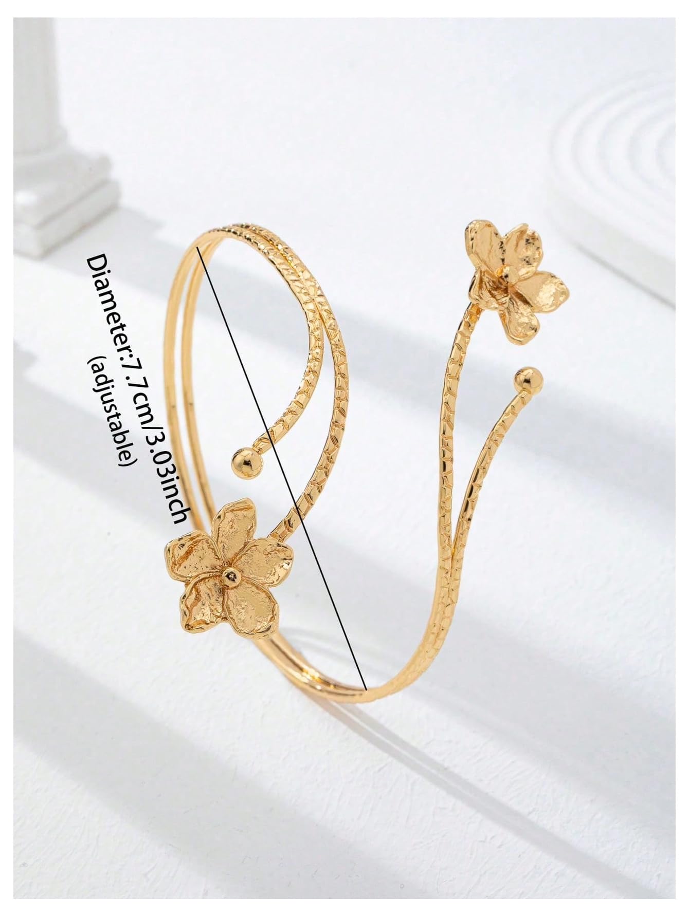 MakeMeChic Beach Gold Arm Cuff Jewelry for Women Bangle Band Armlet Flower Upper Arm Cuff Bracelet Summer Beach Essentials Gold Flower B One-Size