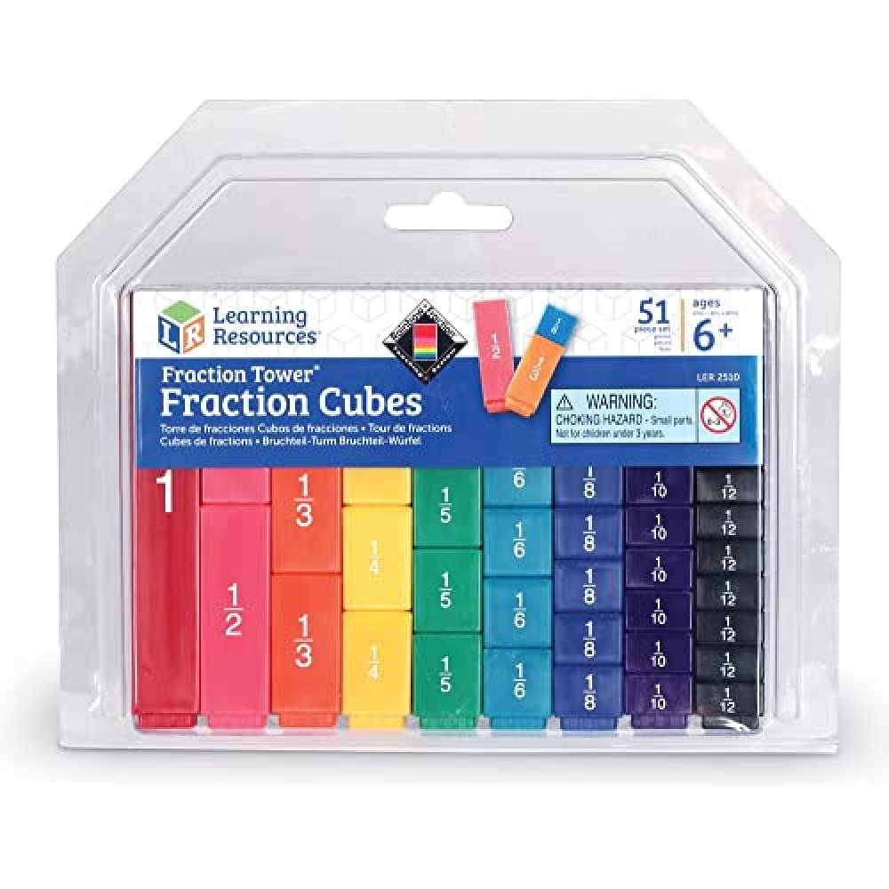 Learning Resources Fraction Tower Fraction Cubes, Kids Blocks, 51 Piece Set, Ages 6+