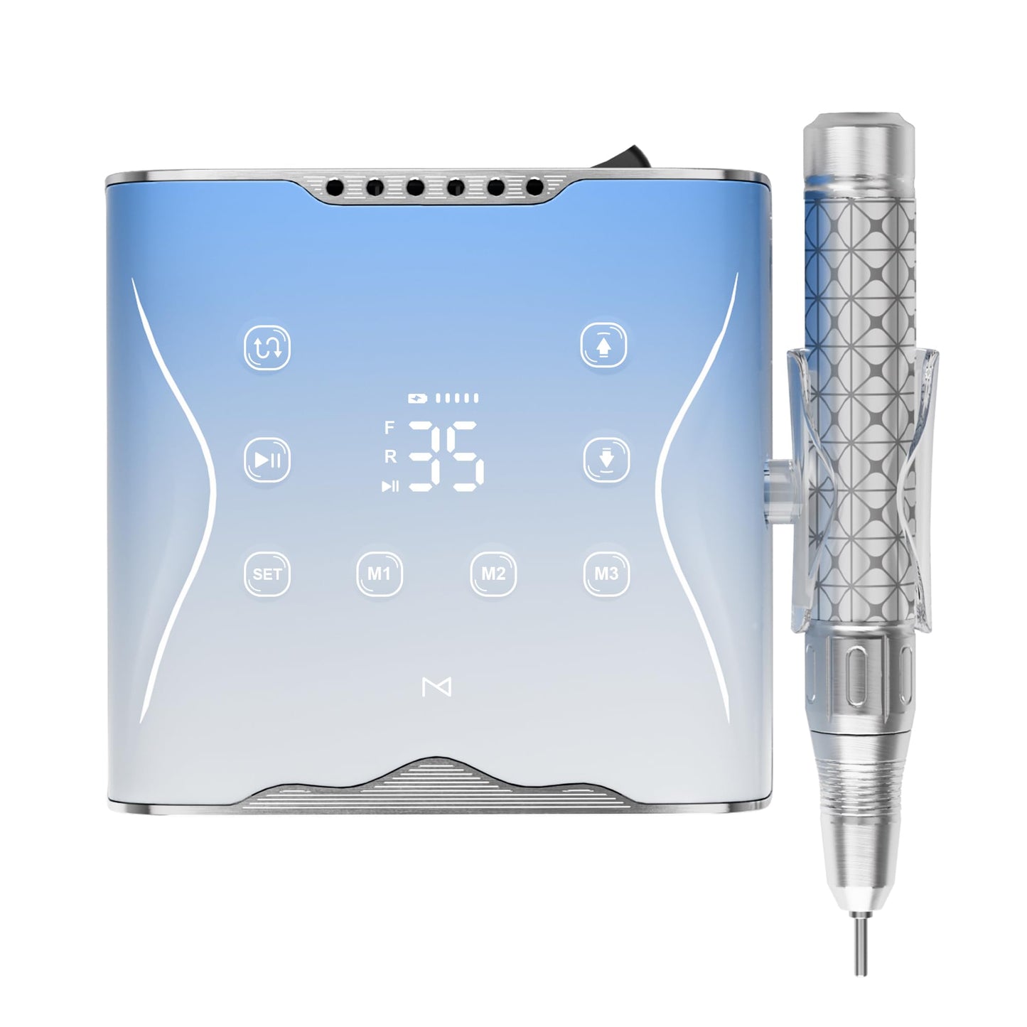 M Nova Pro Nail Drill 35,000 RPM Brushless Motor, Cordless Rechargeable Electric Nail File, Professional E File Machine for Acrylic Gel Nails, Low Noise Portable Salon Use – Blue