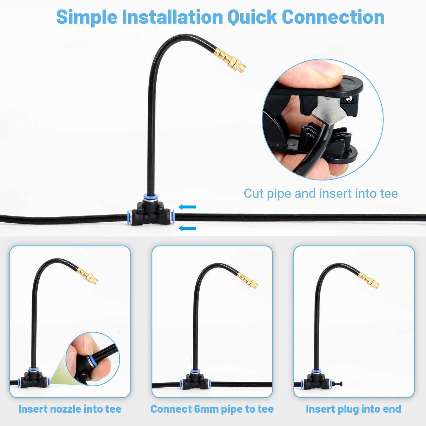 Thiswing 200FT 360° Adjustable Irrigation System for Garden – 1/4" Tubing with 36 Nozzles, Watering Misting System, Sprinkler for Garden, Raised Bed, Lawn, Plants