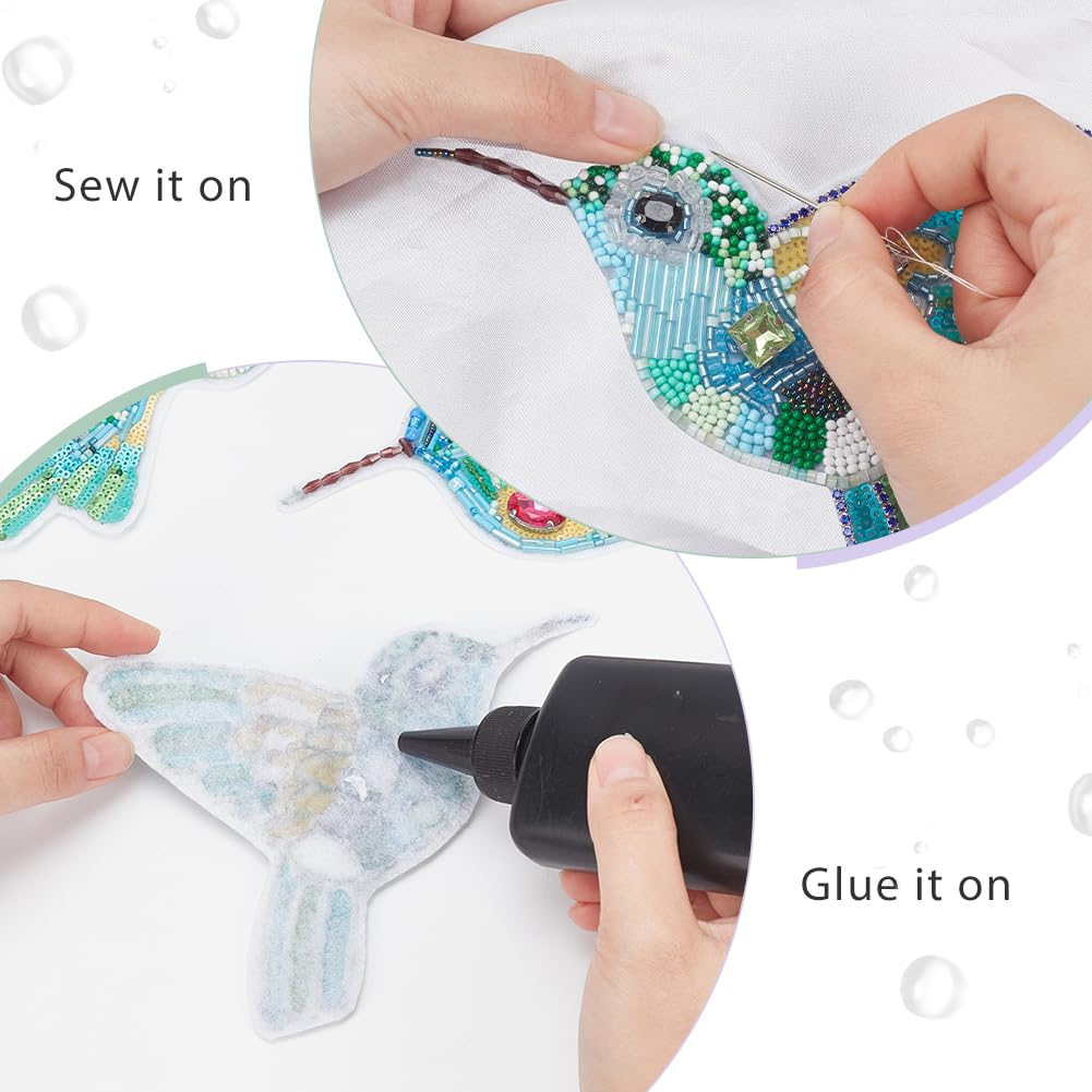 WEBEEDY 6 Sets DIY Hummingbird Rhinestone Beaded Patch Kit Bird Brooch Pin Hair Barrette Making,Sequin Beaded Patches Sew on Crystal Beaded Appliques Patch for Spring Clothes Shoes Sewing Patchworks