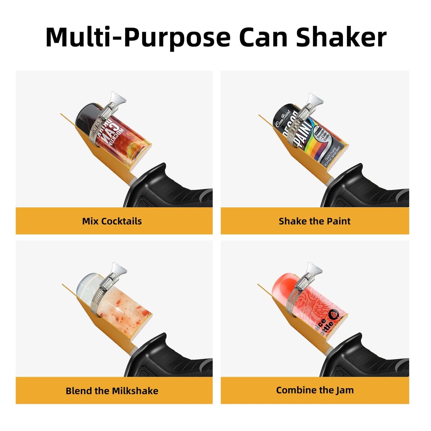 Paint Shaker for Reciprocating Saws, Spray Can Paint Mixer Fits 2" to 4" Cans Paint Shaker Machine for Painter Artist - Yellow