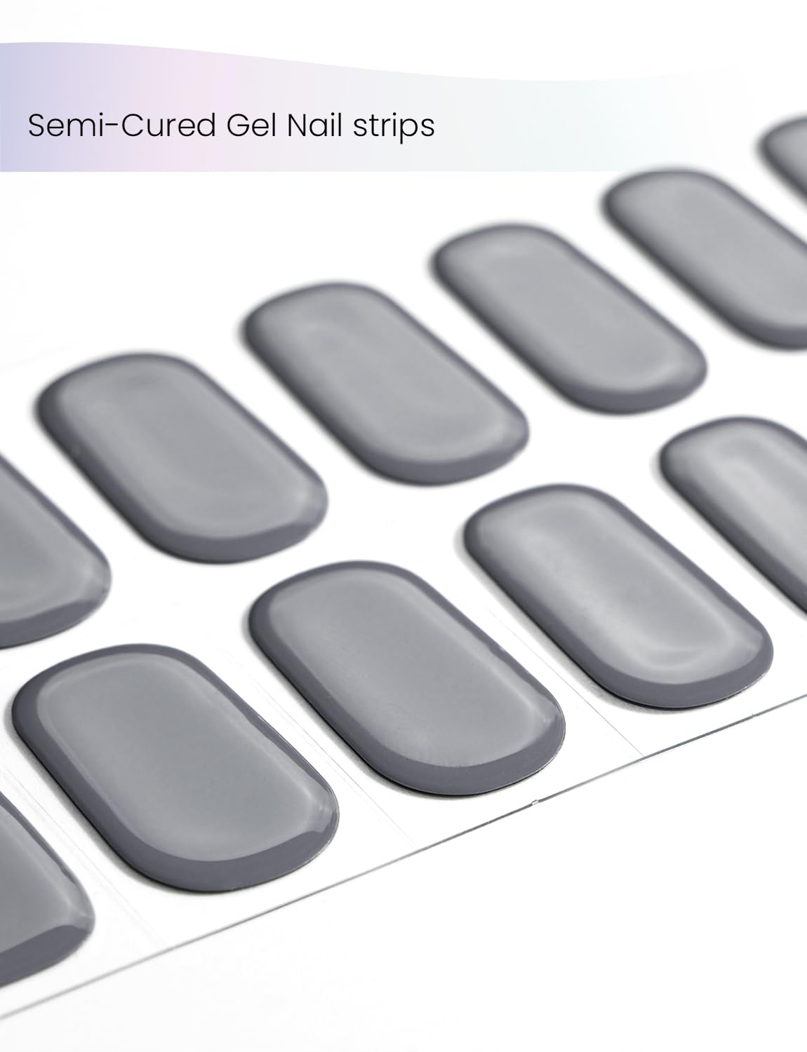 Oauee Semi Cured Gel Nail Strips | Built-In Gel Top Coat | UV Light Required | Salon Quality, Easy Application And Removal (Twilight Grey）