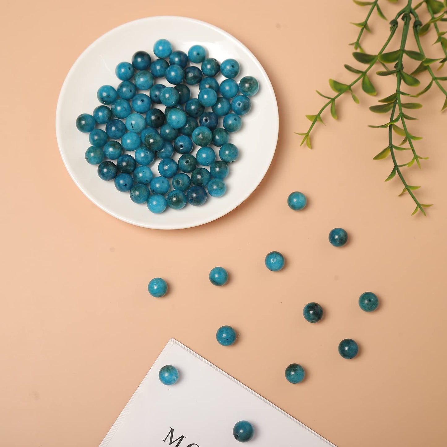 45pcs 8mm Natural Stone Beads Blue Apatite Beads Energy Crystal Healing Power Gemstone for Jewelry Making, DIY Bracelet Necklace