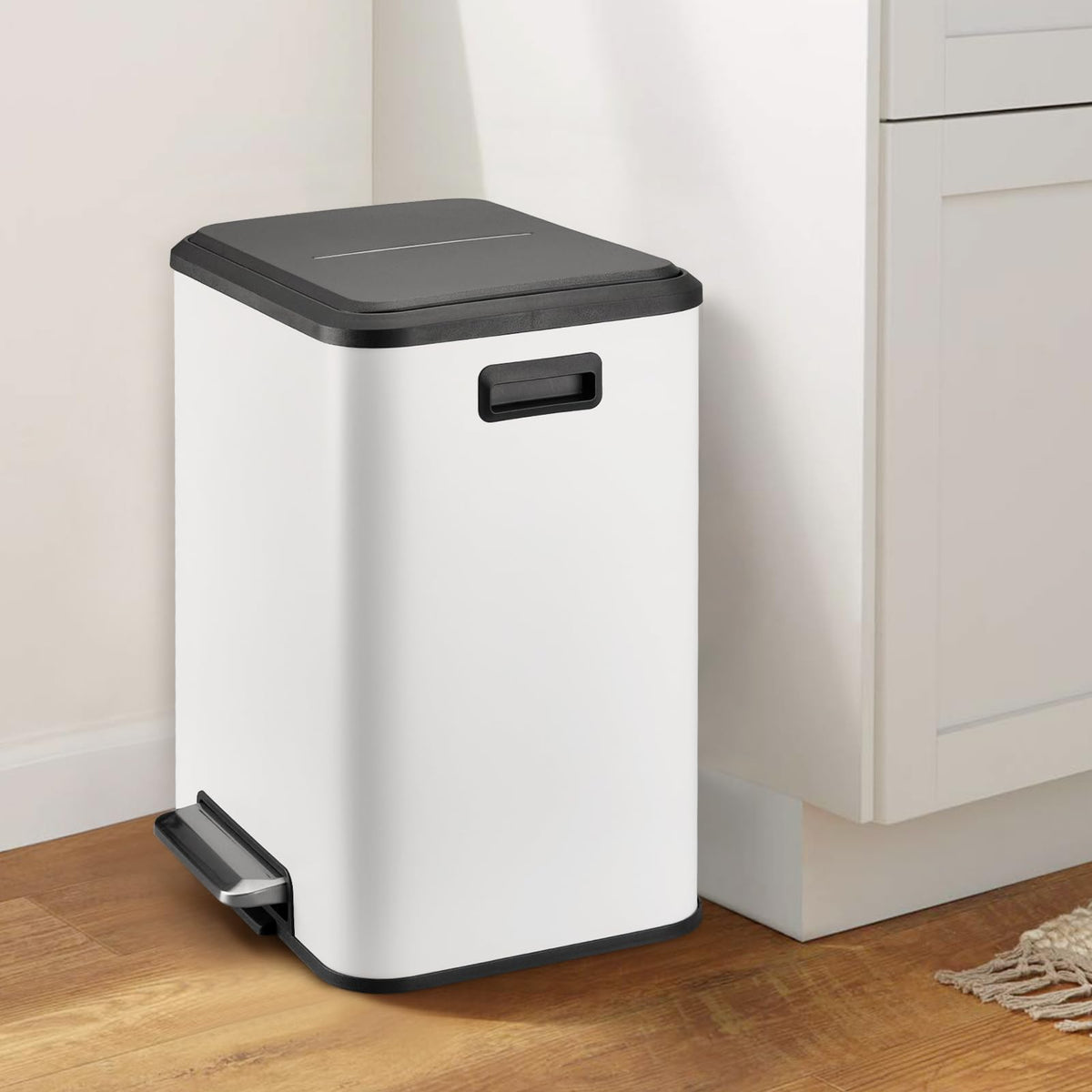 Dual Trash Can Stainless Steel Kitchen Recycling Bin Foot Pedal
