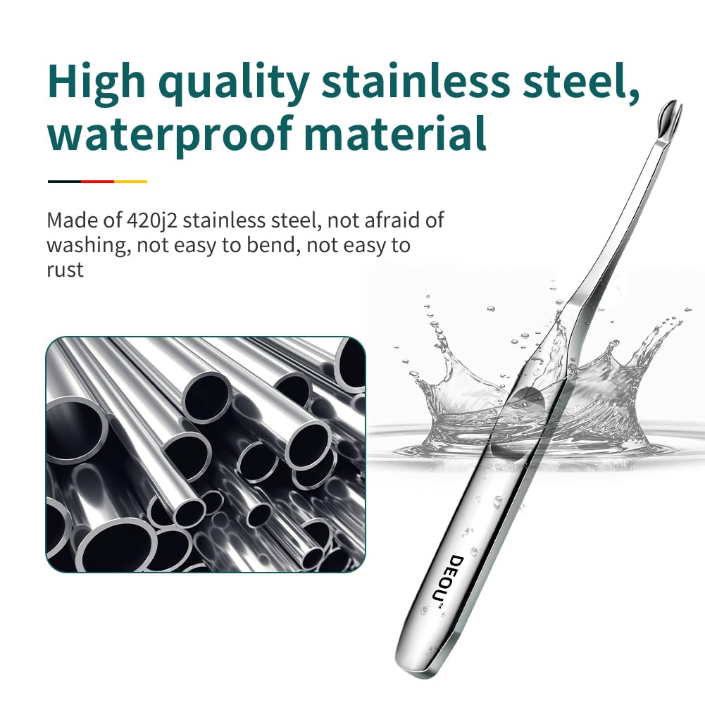 DEOU Professional Stainless Steel Cuticle Pusher with Thick Handle - V - shaped Blade for Precise Dead Skin Removal