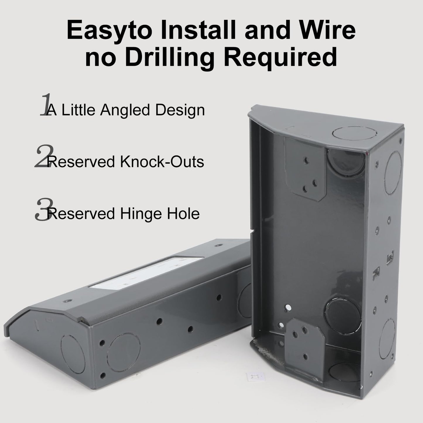 Under Cabinet Hidden Outlet Box – Slim Stainless Steel Design with Powder-Coated Finish, Easy to Install Electrical Solution for Kitchen, Garage, or Workspace